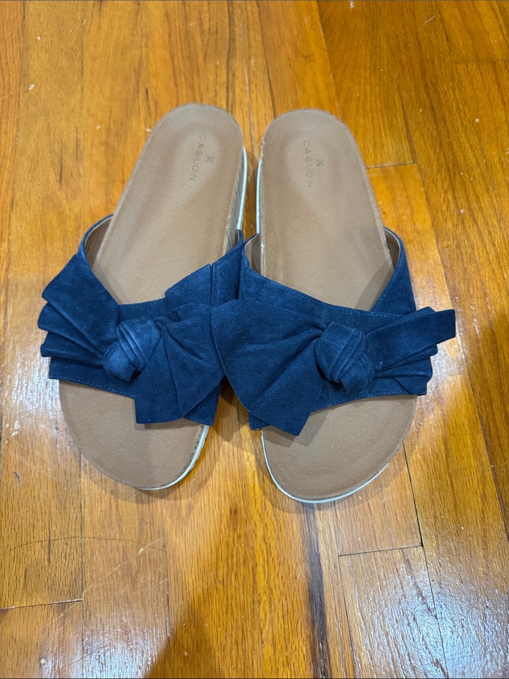 Caslon Navy Knotted Bow Slide Sandals